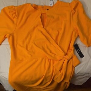 New York & Company Vibrant Orange Midi Dress